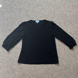 CeCe Black Blouse with Puff Sleeves